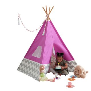 Tipi Deluxe Léger Et Résistant Avec Fenêtres En Maille - Rose