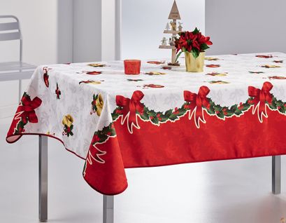 Nappe De Noël Motifs Père Noël Ou Cloche - Anti Tâches - Ronde Ou Rectangle