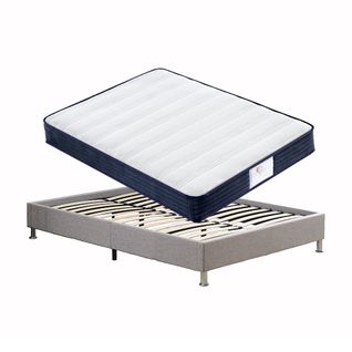 Ensemble Matelas à Ressorts 140x190cm, Epaisseur 22cm + sommier déco