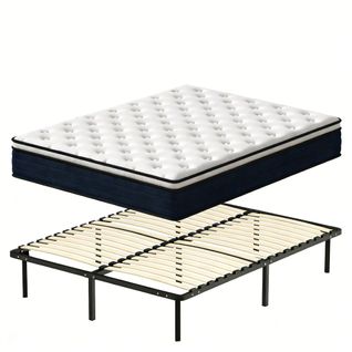 Ensemble Matelas à Ressorts 140x190cm, Epaisseur 25cm + sommier à Lattes Sur Pieds
