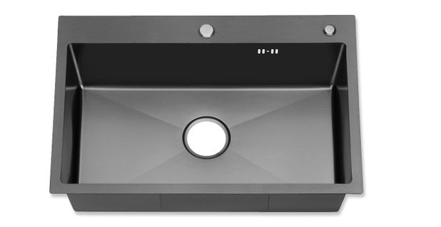 Evier Simple En Acier Inoxydable 68*45*19cm - Noir Grande Capacité Avec Panier D'égouttage