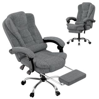 Chaise De Bureau Ergonomique Avec Repose-pieds Et Fonction D'inclinaison Réglable - Gris