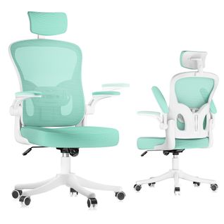 Fauteuil De Bureau Ergonomique Avec Appui-tête, Accoudoirs Et Hauteur Réglables - Vert
