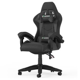 Chaise De Jeu Ergonomique Avec Coussin Lombaire, Appui-tête, Réglable-Noir