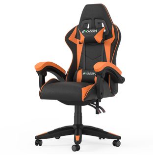 Fauteuil Gaming Ergonomique Réglable Avec Coussin Lombaire Et Appui-tête - Noir Et Orange