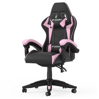Fauteuil Gaming Ergonomique Réglable Avec Coussin Lombaire Et Appui-tête - Noir Et Rose