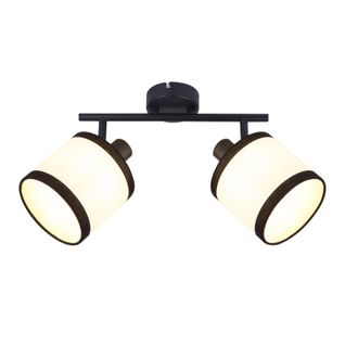 Spot de plafond 2 flammes, noir, en tissu, orientable, E14, vintage, sans ampoule.