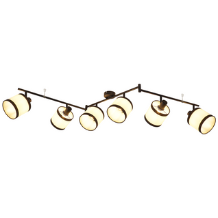 Spot de plafond 6 flammes E14, noir, pivotant, en tissu, rétro, sans ampoule.