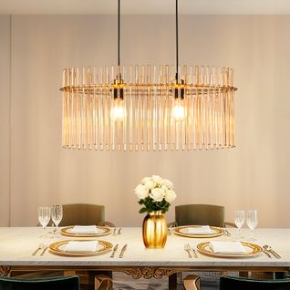 Lustre 2 Flammes E27 Verre Doré Pour Cuisine Salon (sans Ampoule)