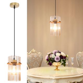 Suspension 1 Flamme Verre Modern Doré E27 Ø 16 Cm (sans Ampoule)