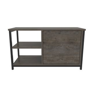 Meuble TV Muskegon 90 Cm Placard Et Étagères Ouvertes (noir Et Wenge)