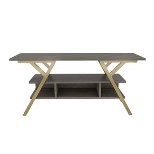 Minerva Meuble TV 120 Cm Étagères Ouvertes Et Cadre En Métal (doré Et Wenge)