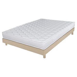 Matelas + Sommier 140x190 Mousse - Decokit - Soutien Medium - Sommier Démonté - Chêne