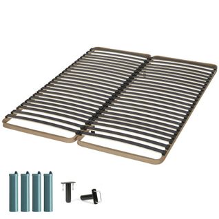 Sommier à Lattes + Pieds 2x80x200 C224 - 48 Lattes Bois - Fabrication Française