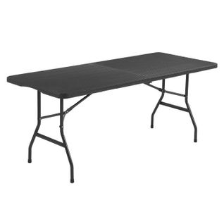 Table De Réception Pliante 8 Personnes 180x74 X73.5cm - Acier Et Plateau En Polyéthylène - Noir