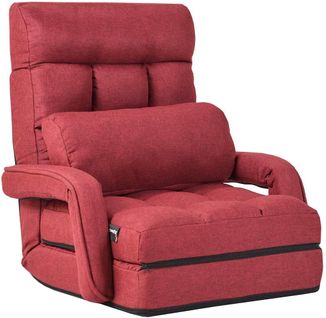 Fauteuil Convertible 1 Place En Tissu Gris Avec Oreiller,5 Positions Disponibles Rouge
