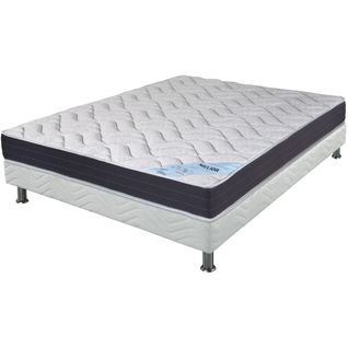 Matelas + Sommier Tapissier 140x190 Mousse - Melior - Soutien Ferme - Blanc