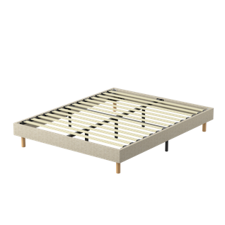 Sommier déco 140x190cm, 14 Lattes, 9 Pieds Hauteur Du Cadre 29 Cm - Beige