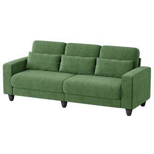 Canapé 3 Places Tissu Chenille Vert,appui-lombaire Intégré,220x81x88cm