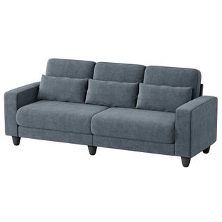 Canapé 3 Places Tissu Chenille Bleu-gris,appui-lombaire Intégré,220x81x88cm