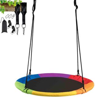 Balançoire Nid D’oiseau Rond 100cm De Diamètre Pour Arbre, Charge Max 150 Kg Multicolore