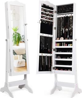 Armoire à Bijoux Sur Pied 2 Organiseurs Cosmétiques Amovibles，rangement Compartimenté De Bijoux