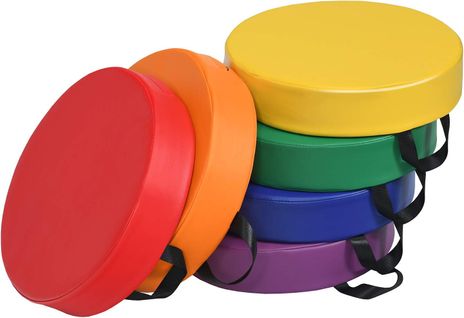 Lot De 6 Coussins De Chaise Pour Enfant Avec Poignées Coussins D'assise Rond Φ38 X 8cm Multicolores