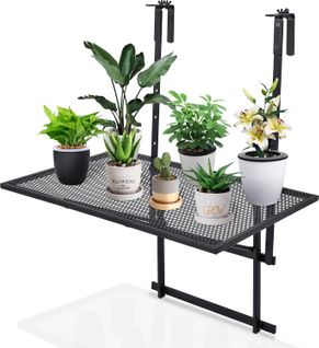 Table De Balcon Suspendue, Table De Jardin Rabattable Hauteur Réglable Sur 5 Niveaux Noir