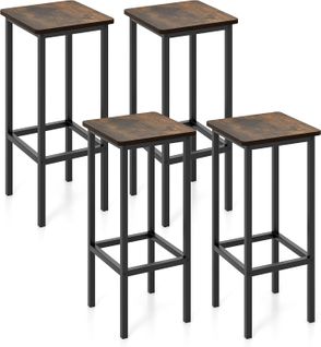 Lot De 4 Tabourets De Bar Industriels 65cm Avec Repose-pieds, Chaise Haute Bar, Marron Rustique