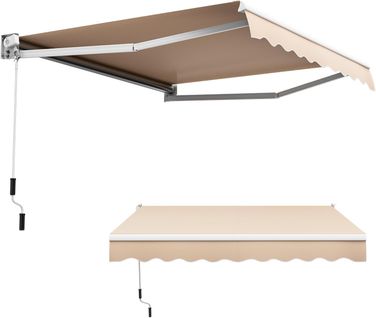 Store Banne Auvent Rétractable Manuel 295x250cm Ajustable 40°-100°pour Fenêtre Balcon Jardin Beige