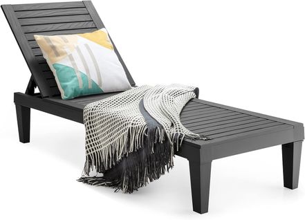 Bain De Soleil Inclinable Chaise Longue Dossier Réglable Sur 5 Positions Charge 180kg Noir