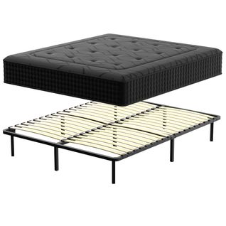 Ensemble Matelas à Ressorts 140x190 Cm Epaisseur 30cm + sommier à Lattes Sur Pieds