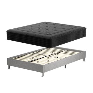Ensemble 140x190cm Matelas à Ressorts Epaisseur 30 cm + sommier déco gris