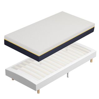 Ensemble Matelas Mousse 90x190 Cm  Epaisseur 21 cm + sommier déco