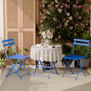 Lot De 3 Meubles De Jardin De Balcon, Table Et Chaises Pliable, Bistrot Bar Salon De Jardin