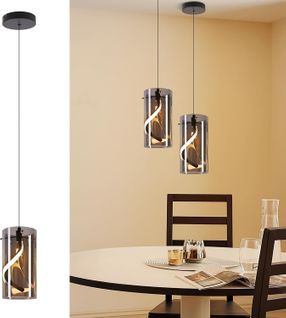 LED Suspension Noir 8w 3000k Hauteur Réglable Pour Salon Cuisines