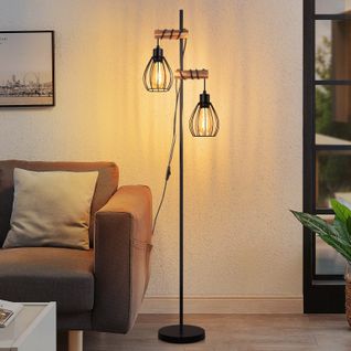 Lampadaire Vintage 152cm - 2 Lumières Noir Design Industriel E27 - Pour Salon/chambre