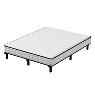 Ensemble Matelas Mousse 140x190 cm Epaisseur 15 cm + Sommier 9 Pieds