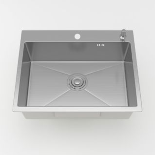 Évier Inox 1 Bac 50x45x22 Cm Argent - Pour Petite Cuisine et Camping-car - Prépercé Avec Filtre