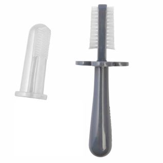 Brosse à Dents Bébé Ergonomique Double Face Gris 4 Mois Et +