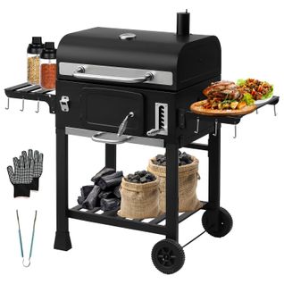 Chariot Barbecue Au Charbon XXL, Grand Four à Fumigation, Noir
