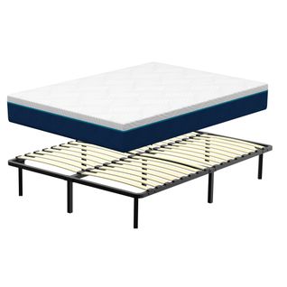 Ensemble Matelas Mousse 140x190 cm Epaisseur 20 cm + cadre à lattes