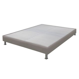 Sommier Tapissier + Jeu De Pieds 140x190 Omega Simili Taupe 2x18 Lattes