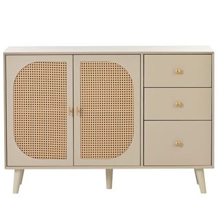 Buffet De Salon/salle à Manger, 2 Porte, 3 Tiroirs, Couleur Beige