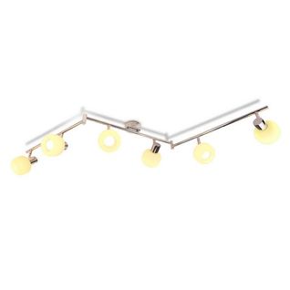 Spot Moderne 6 Flammes E14 En Verre Blanc Pour Salon