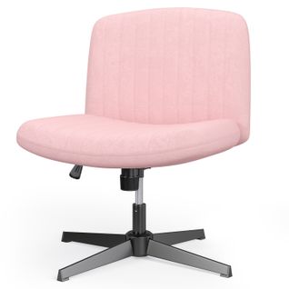 Chaise De Bureau Pivotante En Velours, Sans Accoudoirs, Hauteur Réglable - Rose