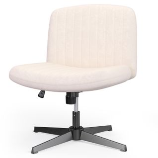 Chaise De Bureau Pivotante En Velours, Sans Accoudoirs, Hauteur Réglable - Beige