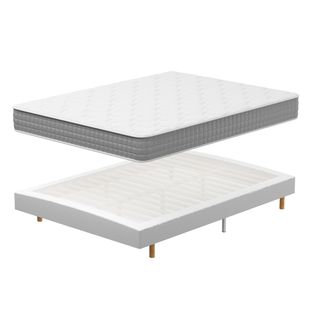 Ensemble Matelas Ressorts 140x190 cm Epaisseur 20 cm + Sommier déco