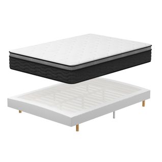Ensemble Matelas Ressorts 140x190 Cm  Epaisseur 25 cm + sommier déco