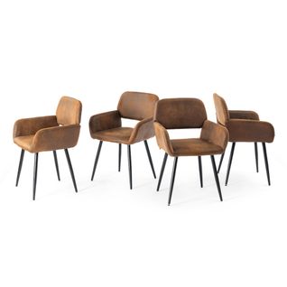 Lot de 4 chaises de salle à manger - Style industriel - Tissu rembourré - Pieds en métal